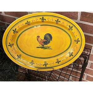 Le Cadeaux Melamine Provence Rooster Platter Large Yellow